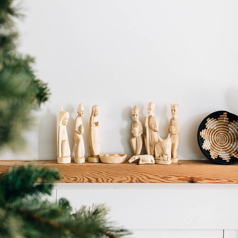 Hand Carved Nativity Set: Beeswax Finish