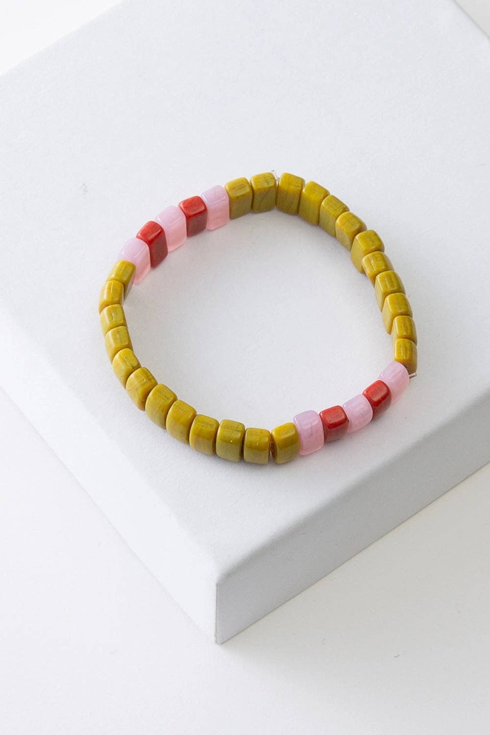 Opaque Glass Bracelet, Avocado