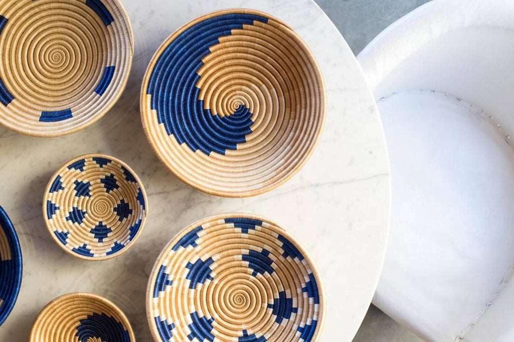 Zera Woven Bowls: Indigo & Tea / Medium
