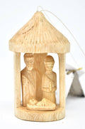 Hand-Carved Nativity Hut Ornament: Bees wax