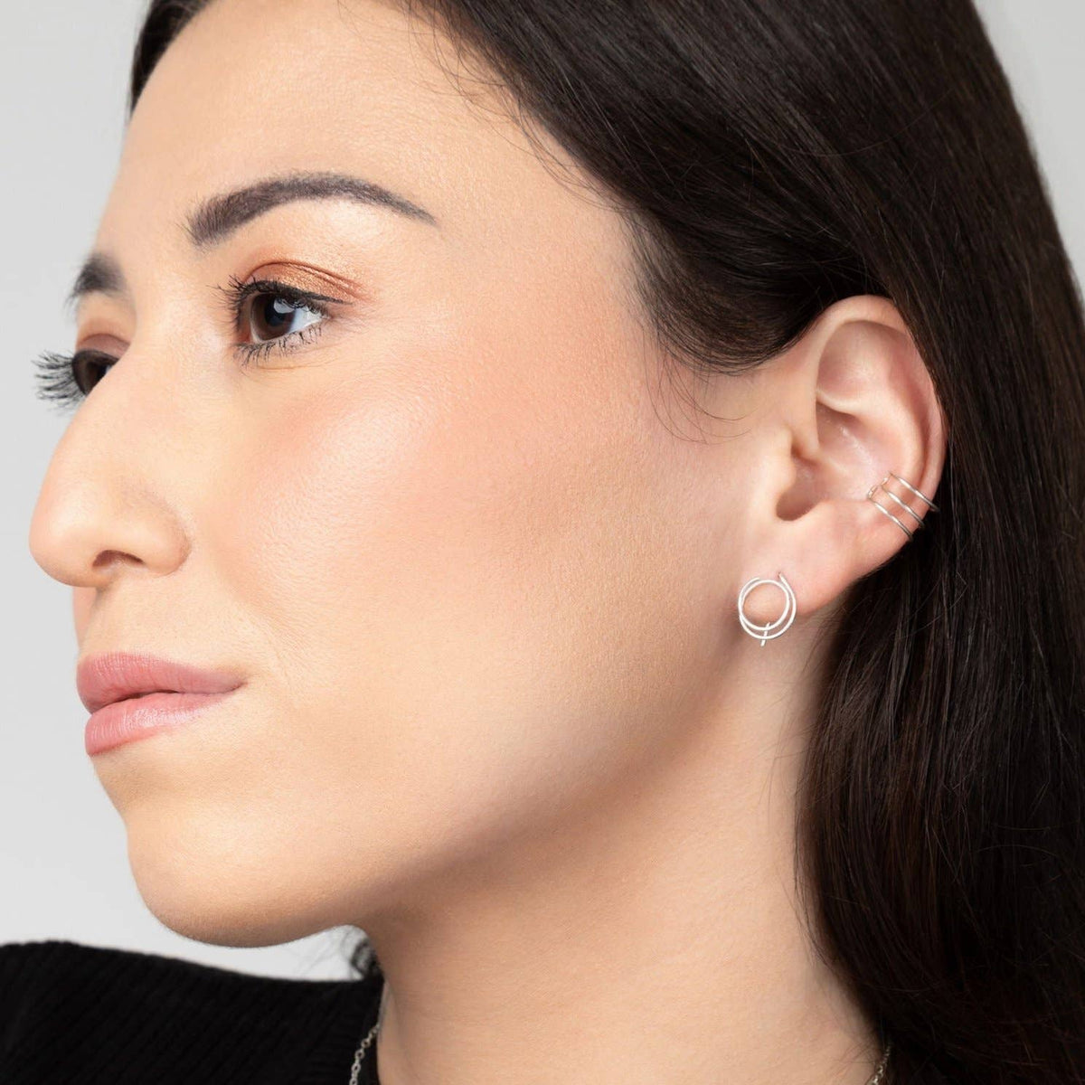Zomi Open Circle Earrings in Sterling Silver