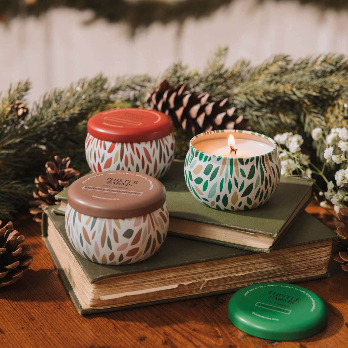 Three Trees Holiday Love Heals Mini Candle