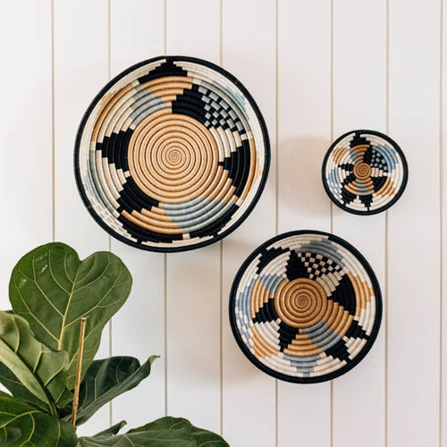 Boutique Diversiform Gray Woven Bowls: Small