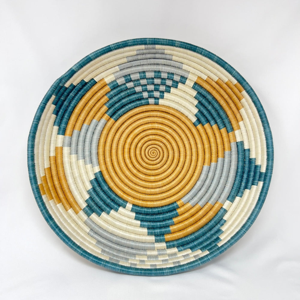 Boutique Diversiform Teal & Blue Woven Bowls: Medium