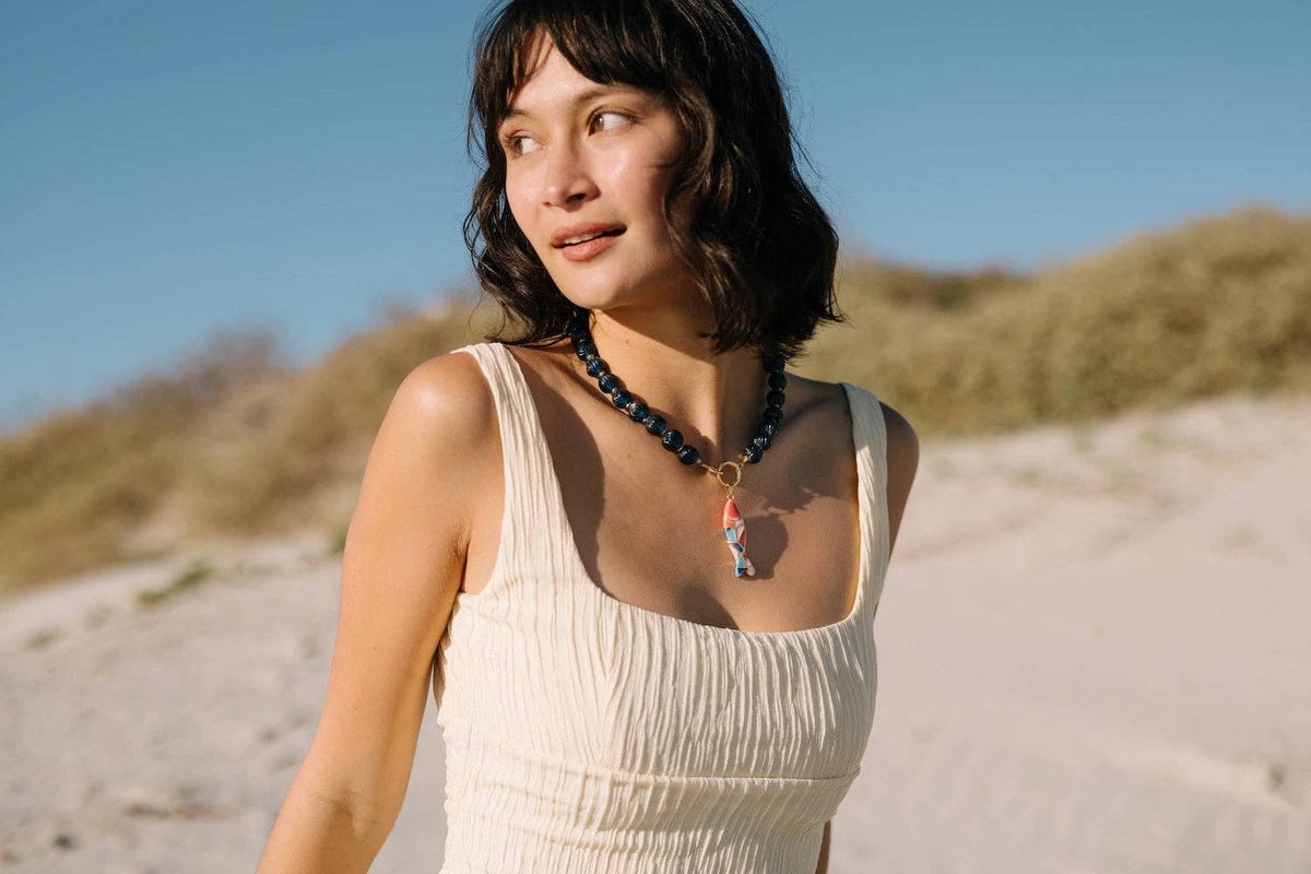 Lucid Glass Bold Necklace, Cerulean