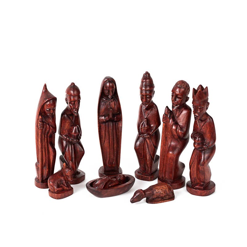 Hand Carved Nativity Set: Beeswax Finish