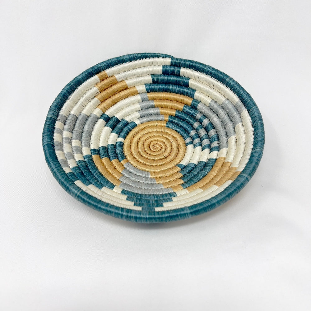 Boutique Diversiform Teal & Blue Woven Bowls: Medium